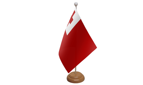 Tonga Small Flag with Wooden Stand